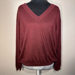 A New Day V-Neck Knit Pullover Sweater – Burgundy (Size XL)